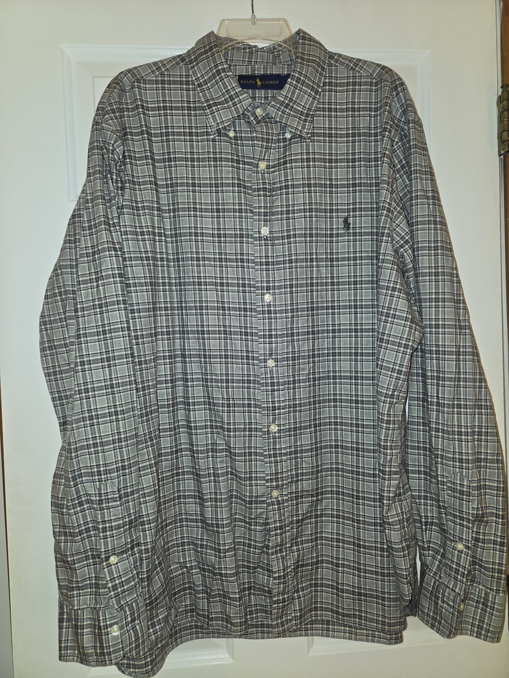 Ralph Lauren Vintage Gray Plaid Button-Down Men's Shirt